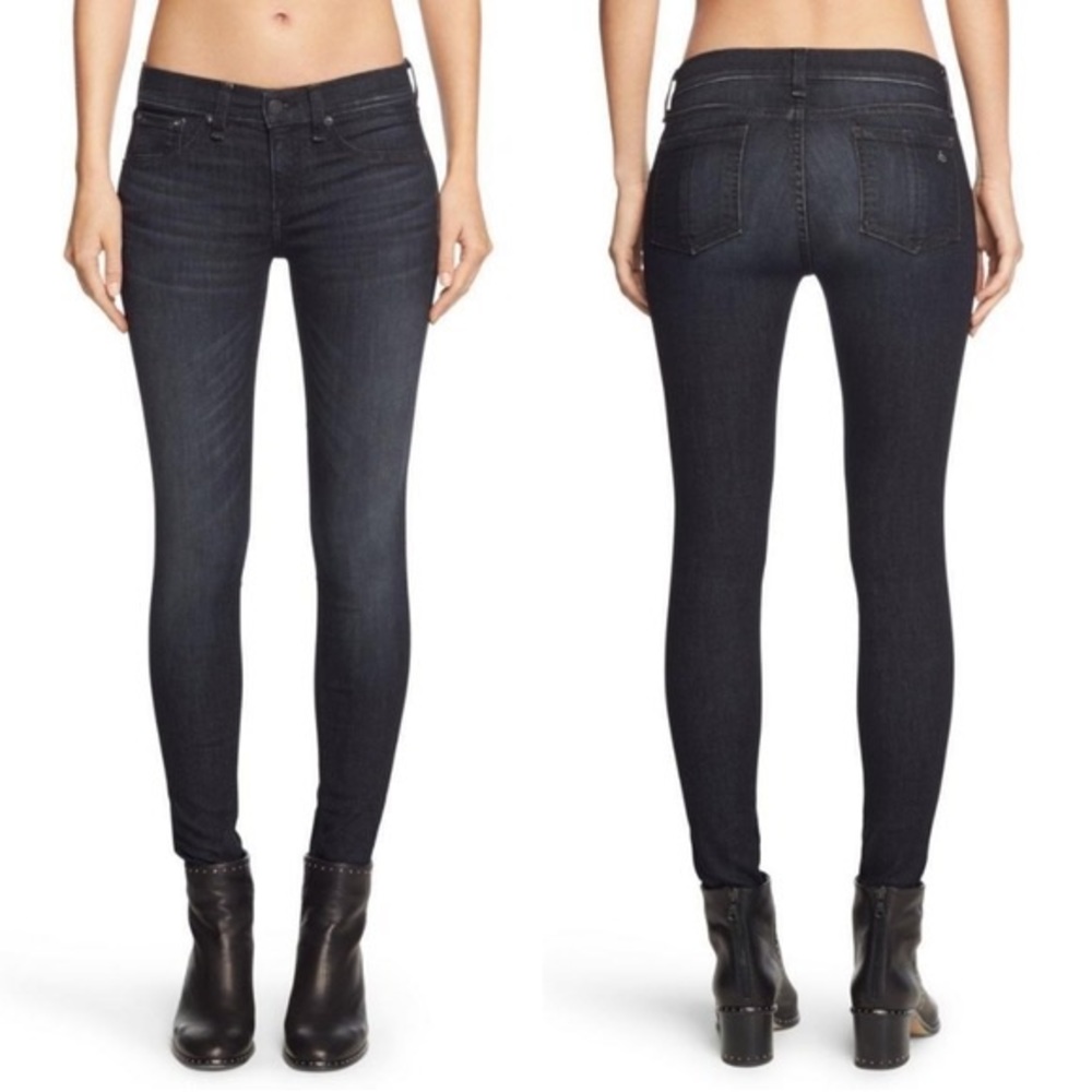 Rag & Bone/JEAN Skinny Jeans in Black Rae Size 25 super low rise
